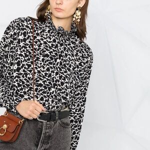 Isabel Étoile Marant Yoshi Blouse Long Sleeve Abstract Print FR 36 French Chic